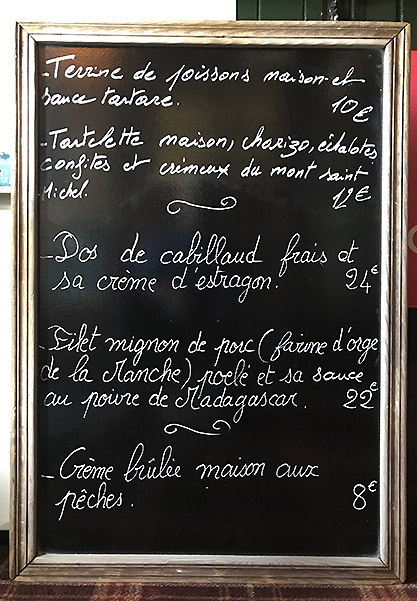 L'ardoise du jour