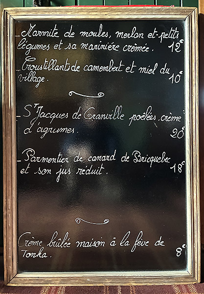 L'ardoise du jour